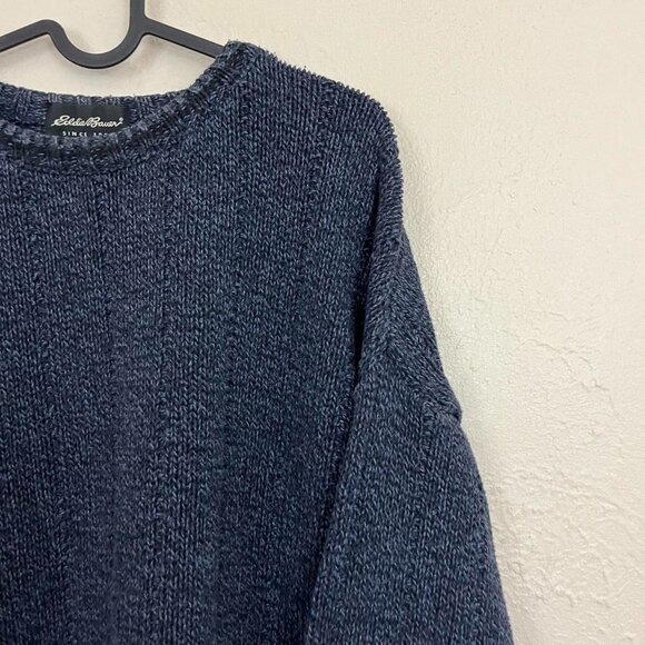 navy blue vintage 90s chunky cotton acrylic knit sweater essential basic skate - Picture 5 of 8